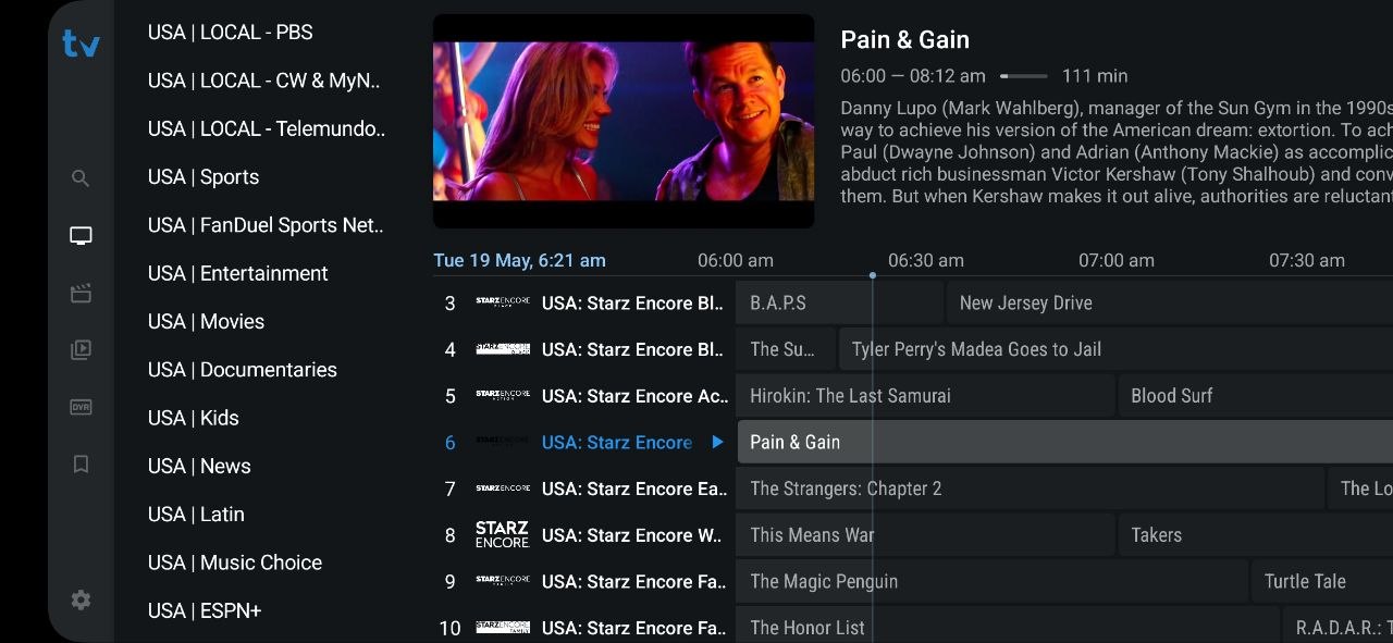 Best IPTV for Android TV 2026 — BexyTV app Starz Encore movie channels EPG guide on Android TV