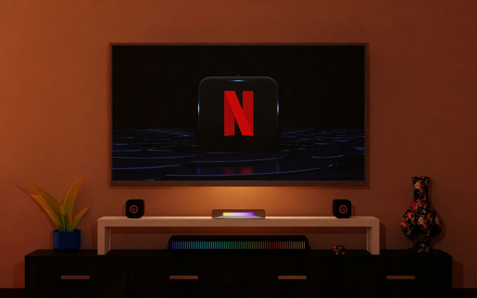 Premium home theater setup with a large 4K TV