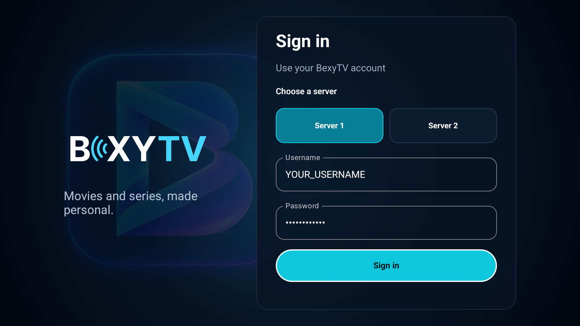 Select Sign in after entering your own service login.